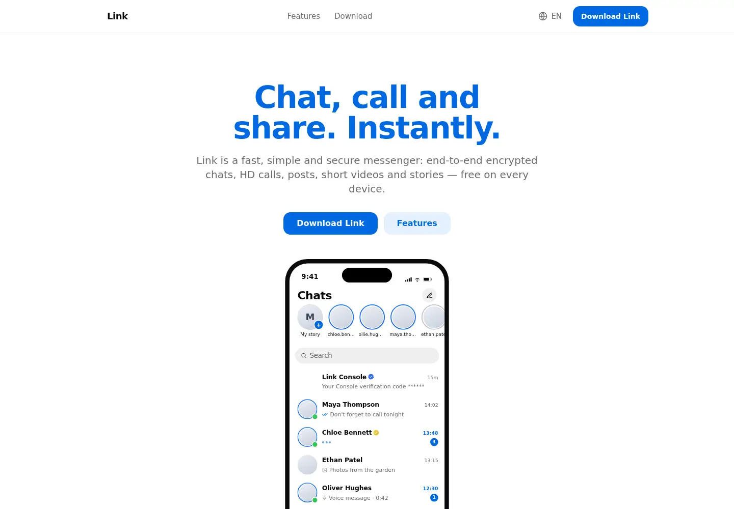 Screenshot of linkmessenger.me