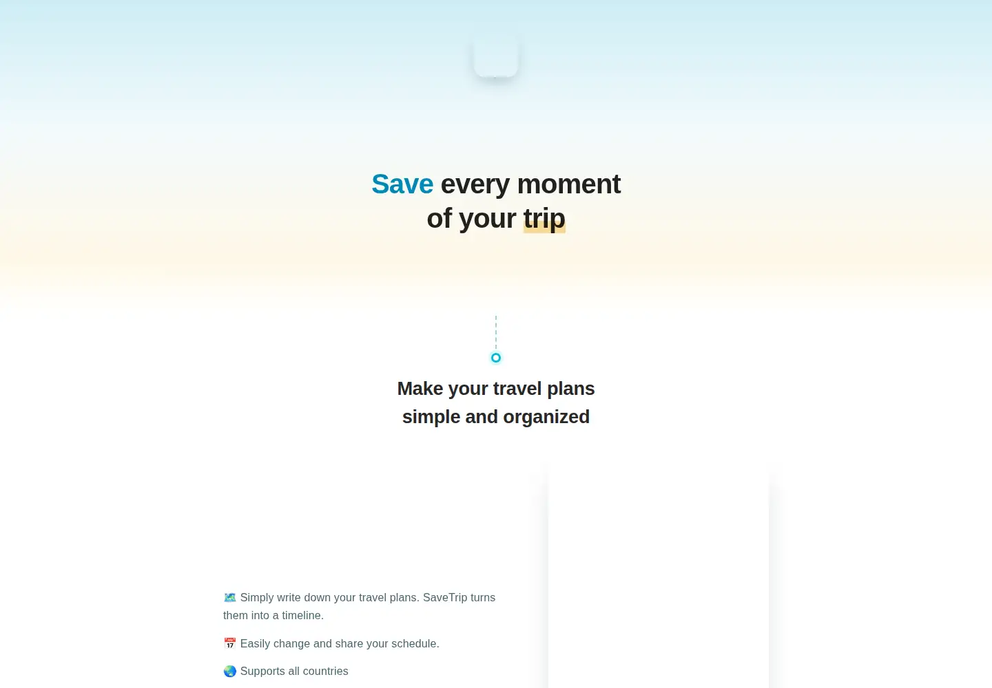 Captured homepage of savetrip.me in the current scan
