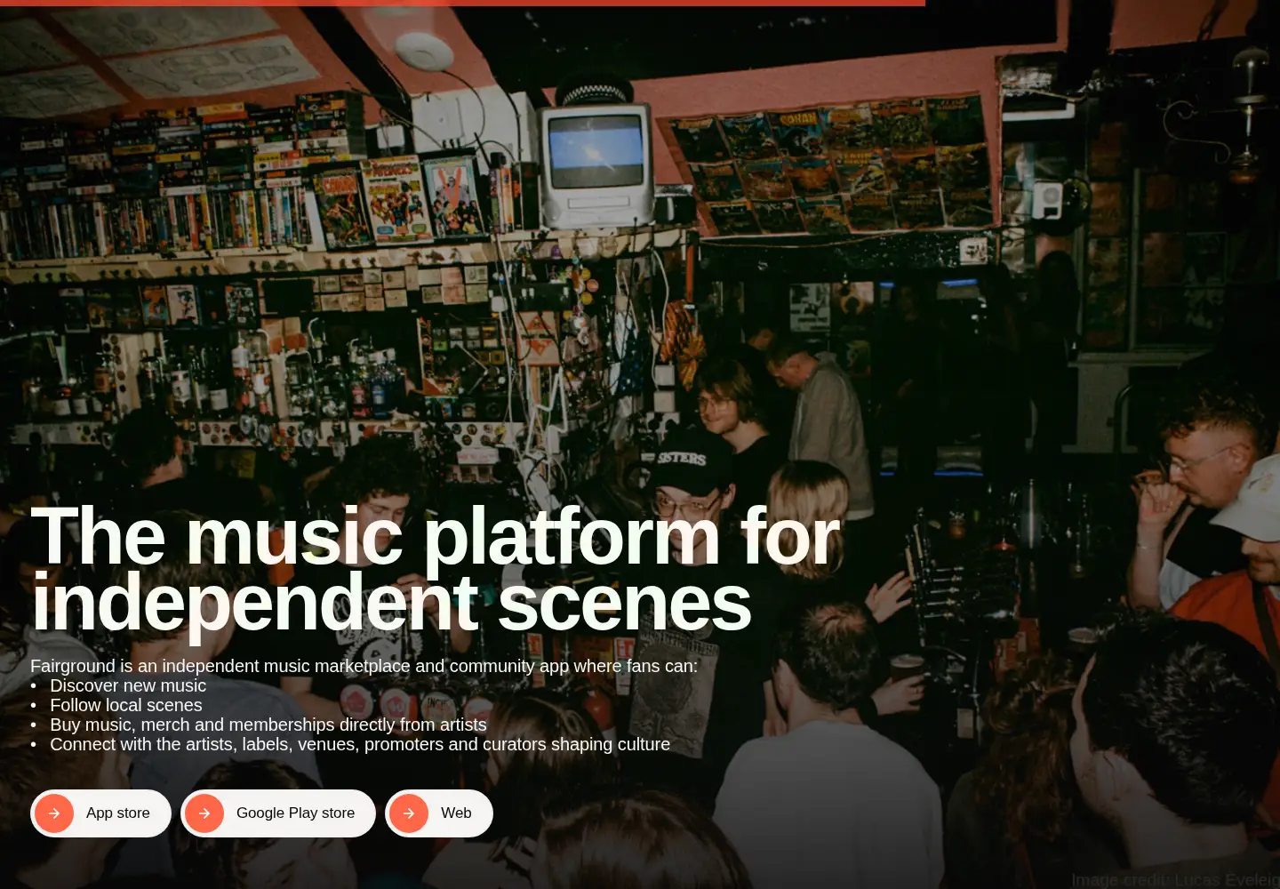 Captured homepage of fairground.music in the current scan