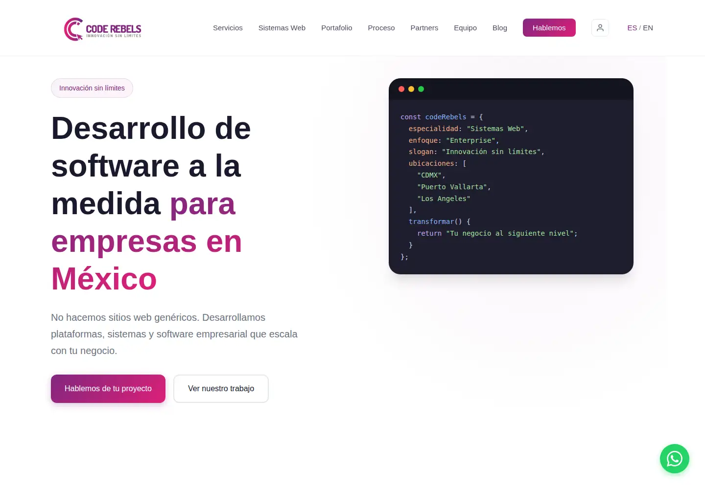 Screenshot of coderebels.com.mx