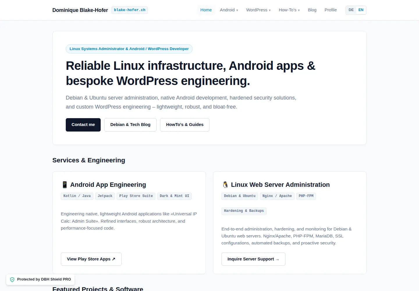 Screenshot of blake-hofer.net