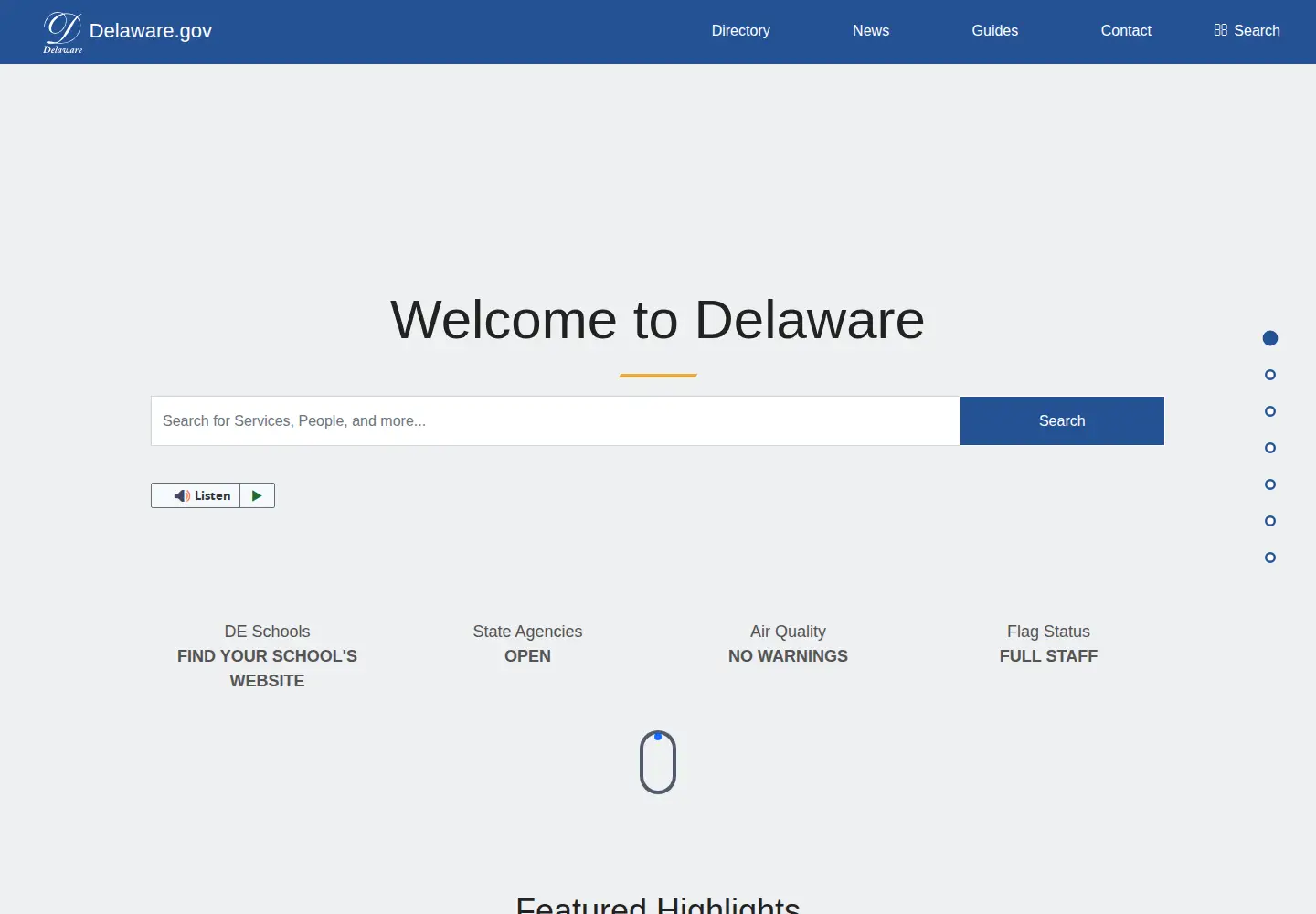 Screenshot of delaware.gov