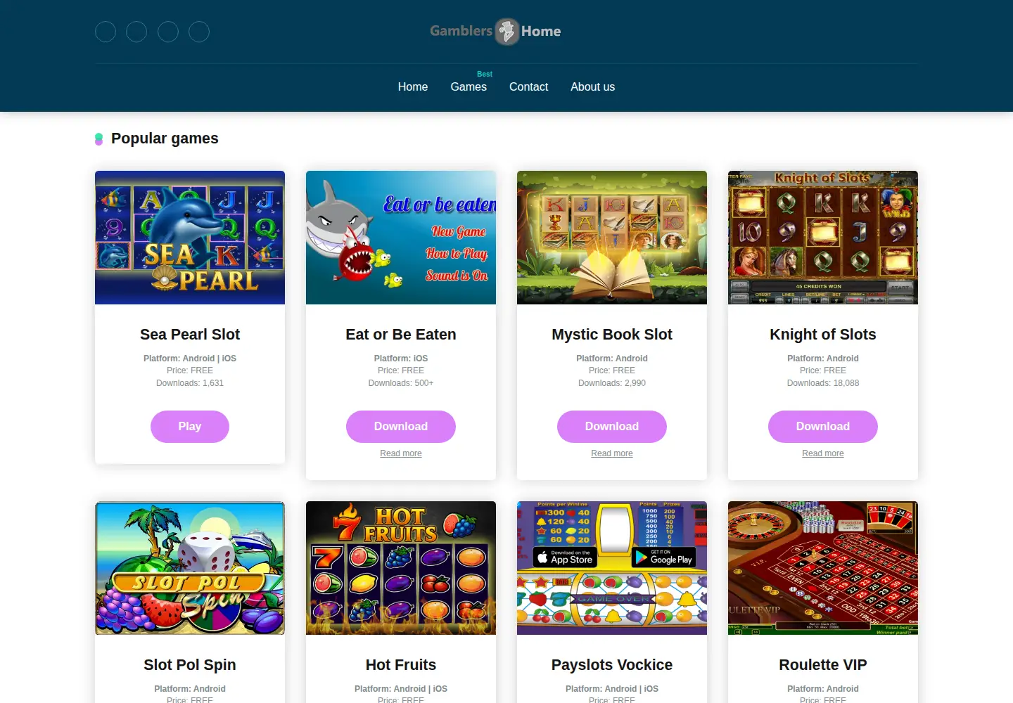 Screenshot of gamblershome.net