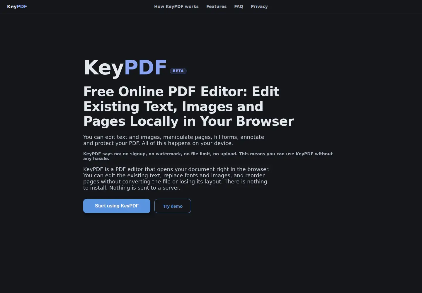 Screenshot of keypdf.net