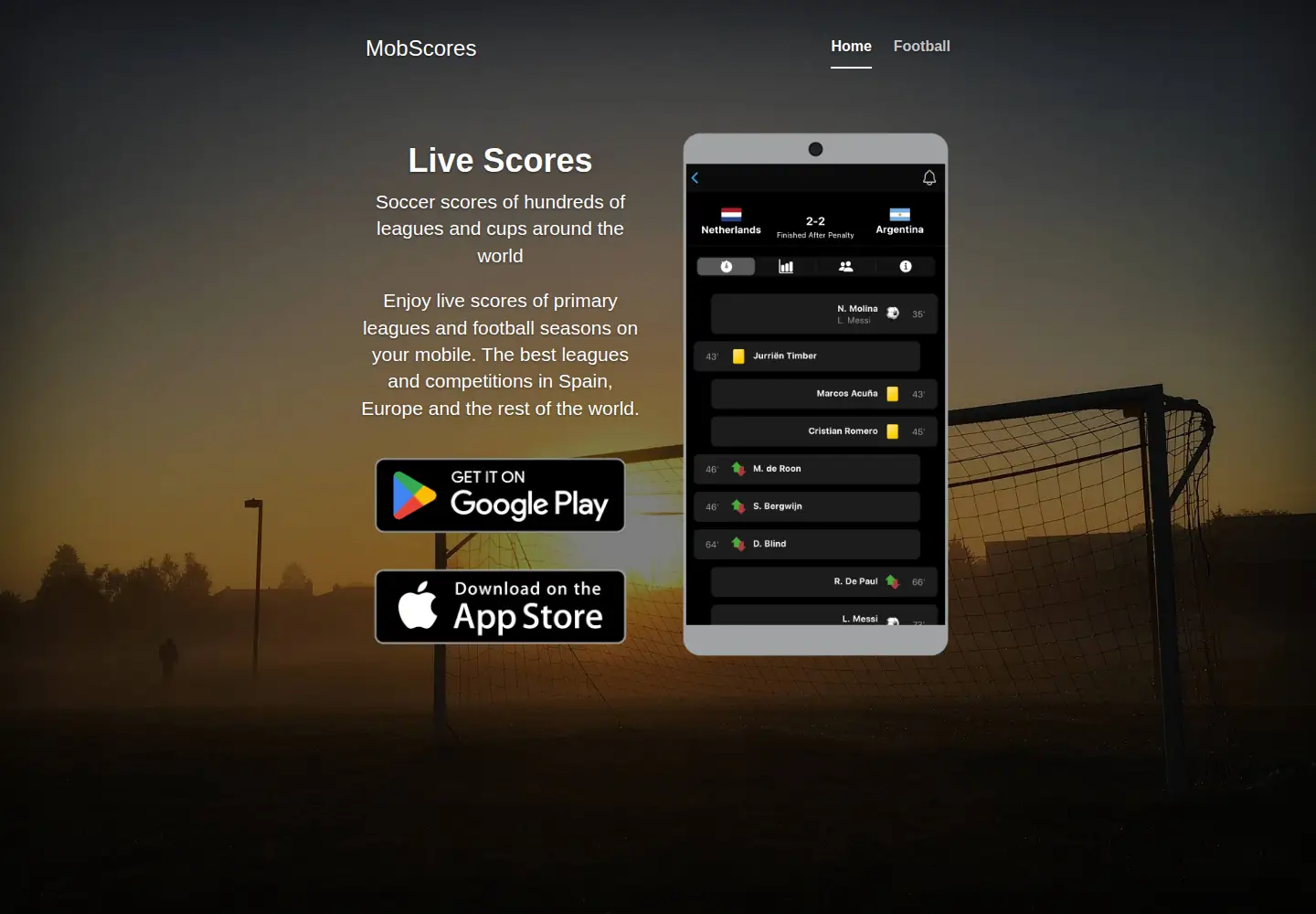 Screenshot of mobscores.net