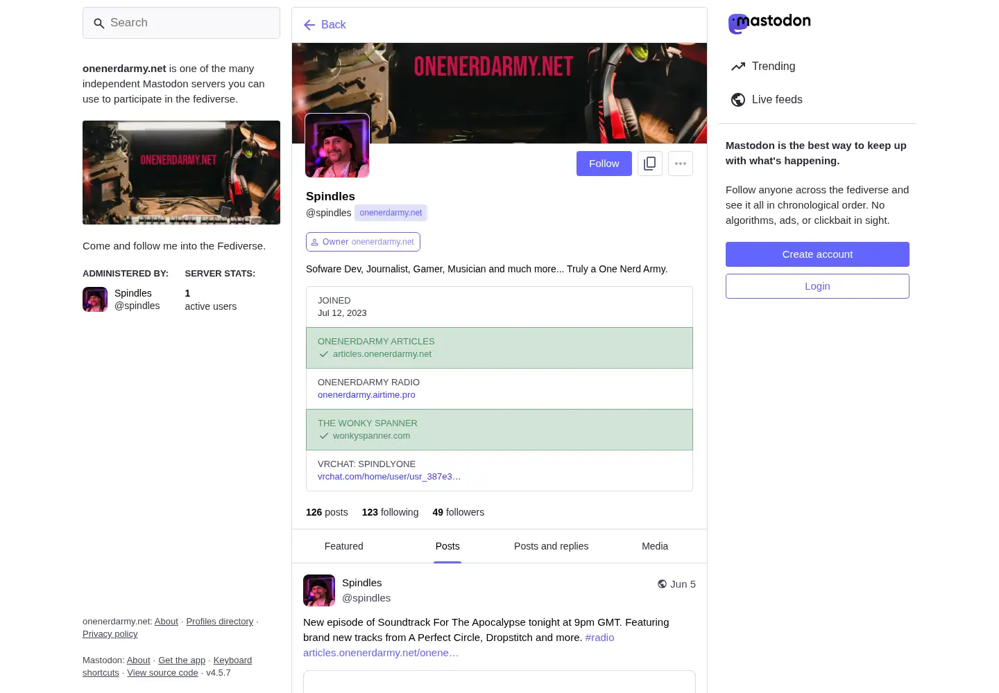 Screenshot of onenerdarmy.net