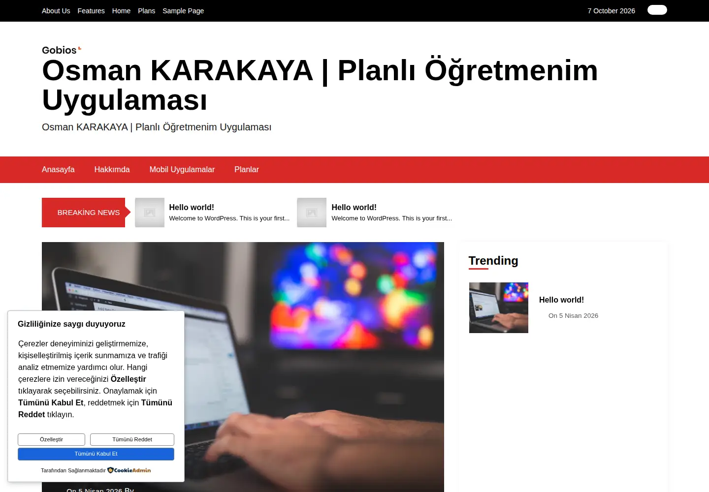 Captured homepage of osmankarakaya.net in the current scan