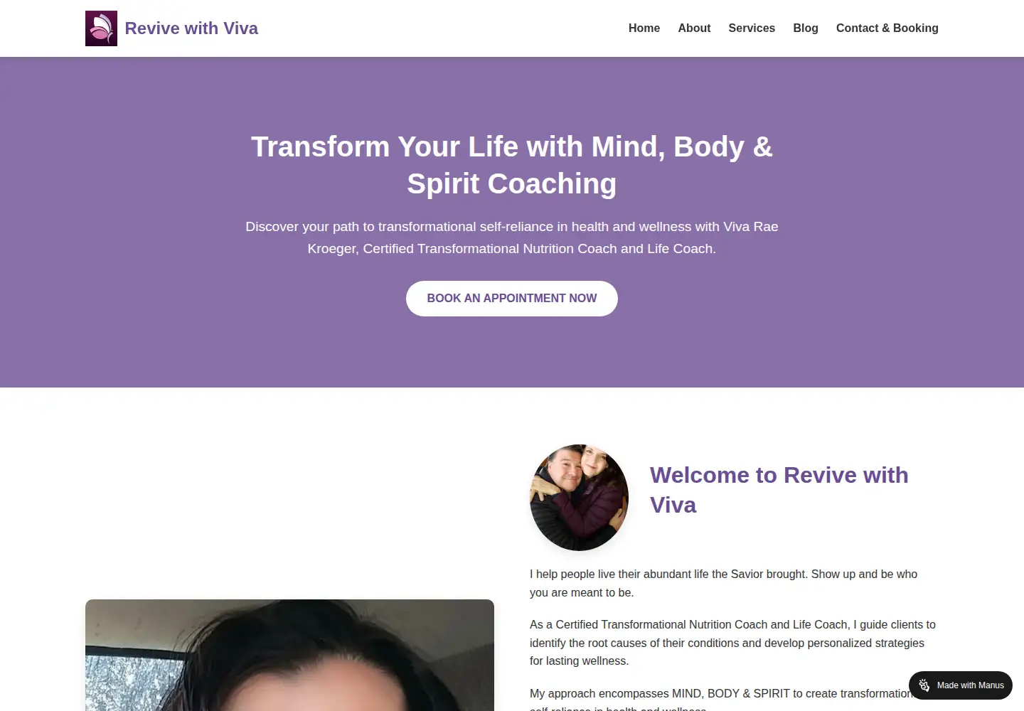 Captured homepage of revivewithviva.net in the current scan
