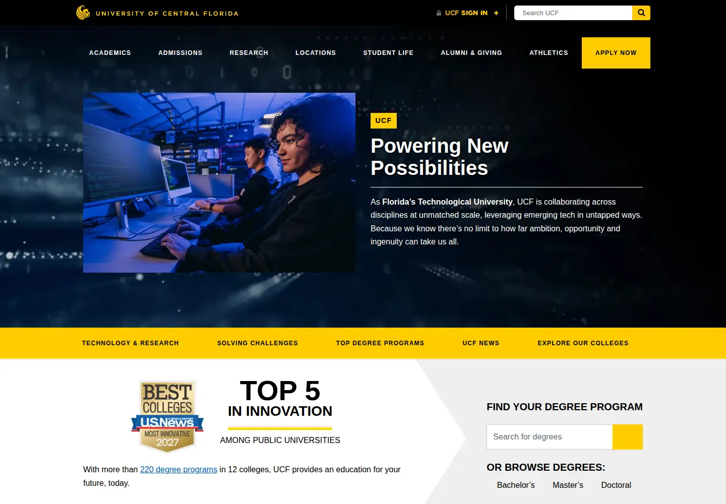 Screenshot of ucf.edu
