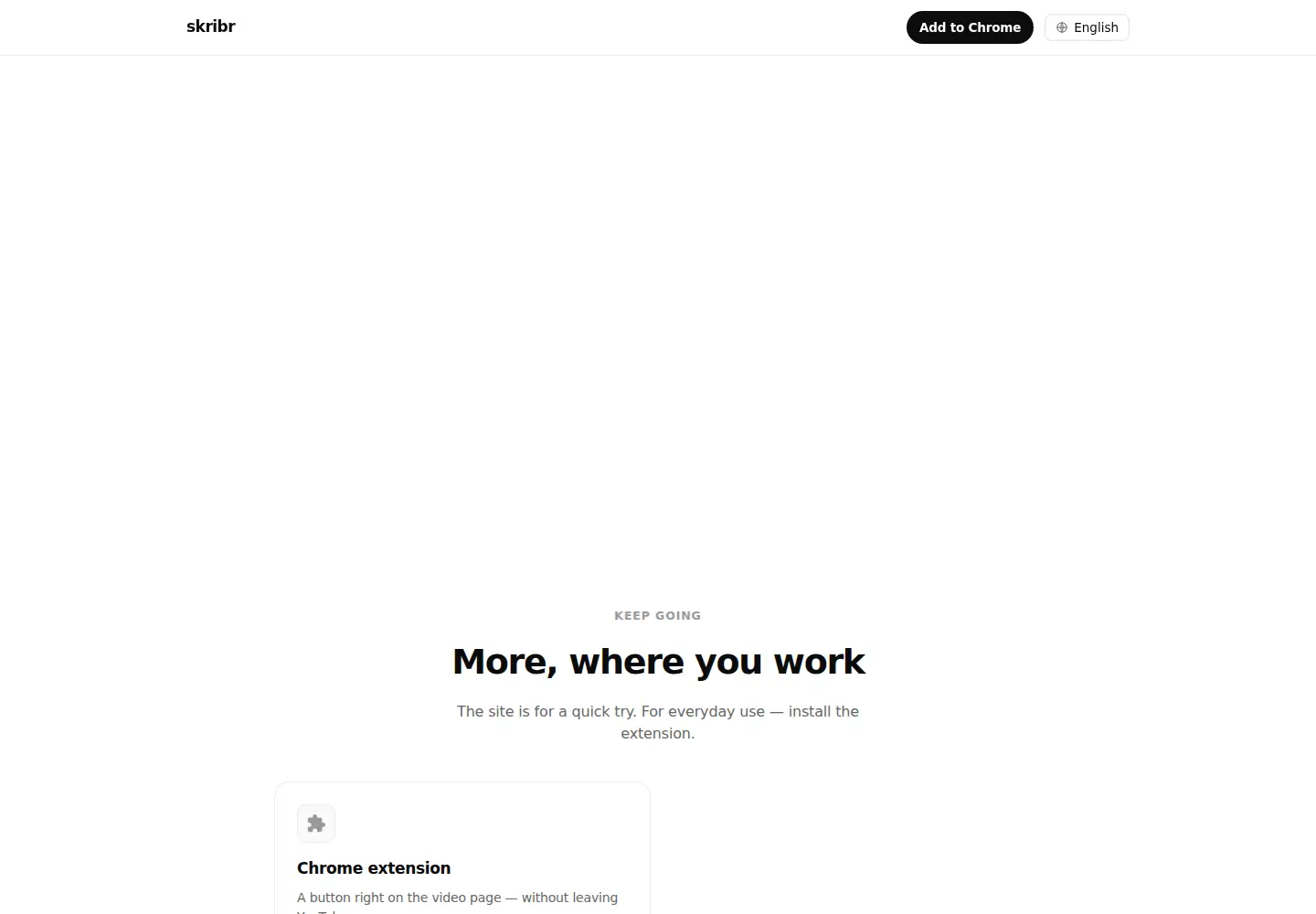 Captured homepage of skribr.net in the current scan