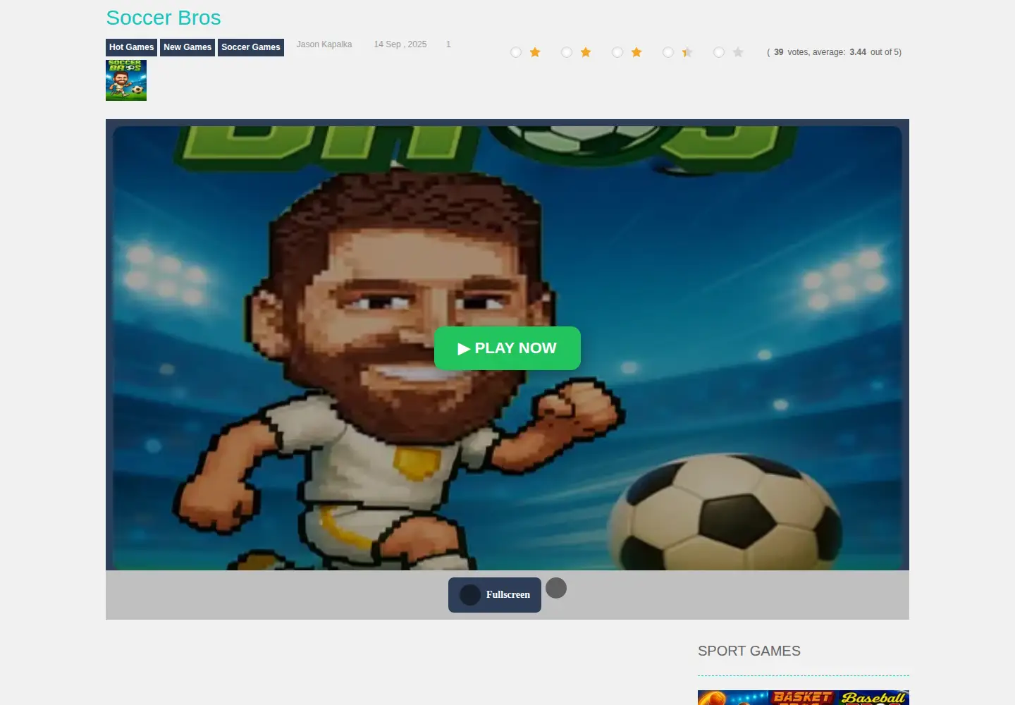 Captured homepage of soccer-bros.net in the current scan
