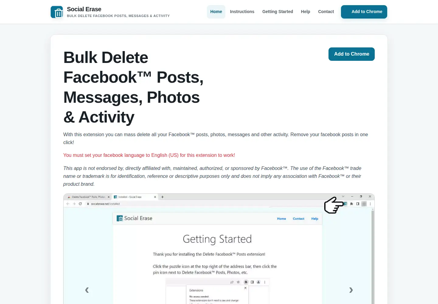 Screenshot of socialerase.net
