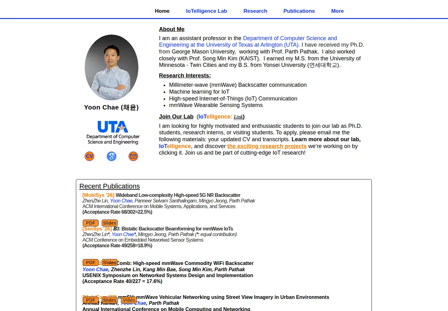 Captured homepage of yoonchae.net in the current scan