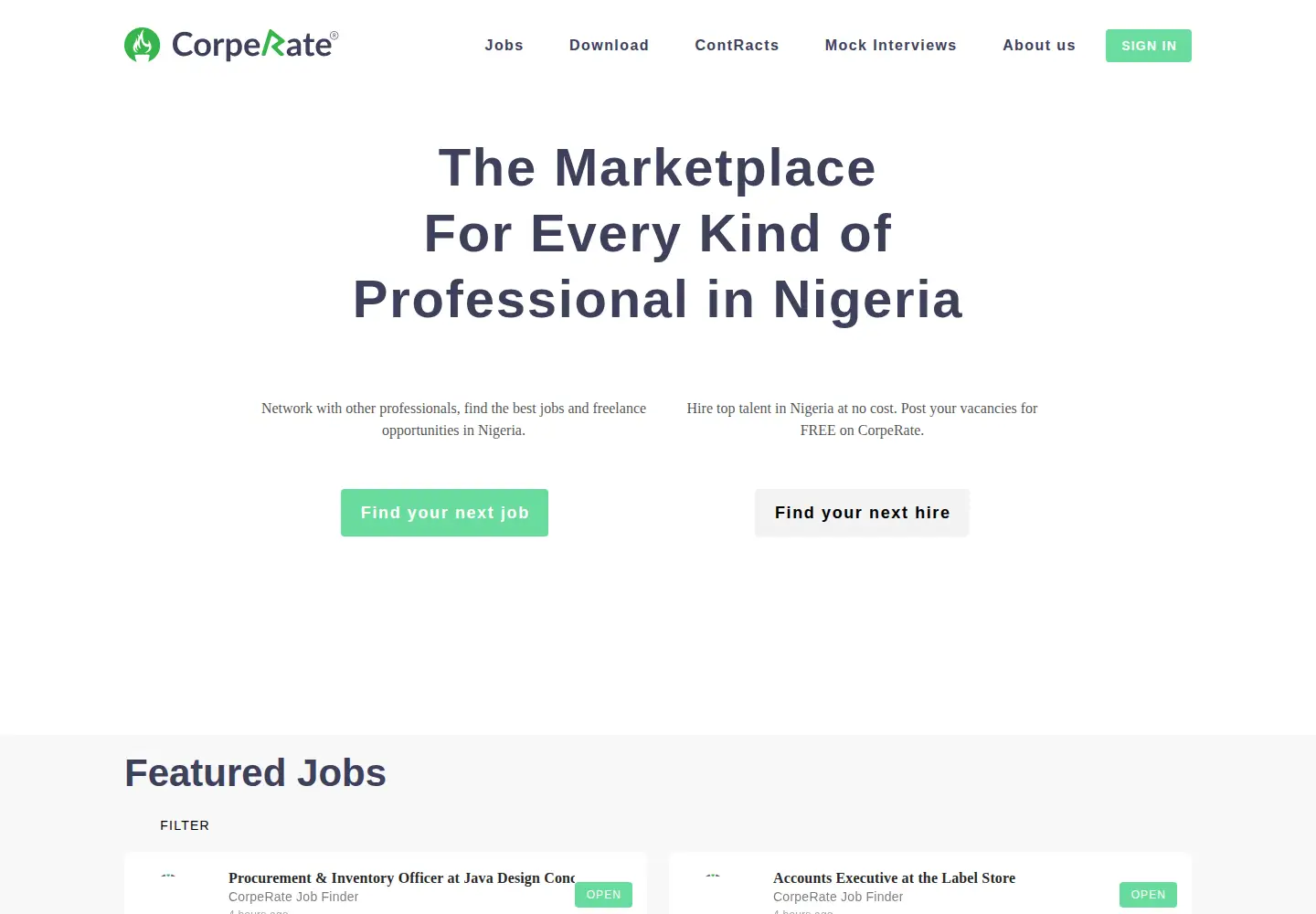 Screenshot of corperate.ng