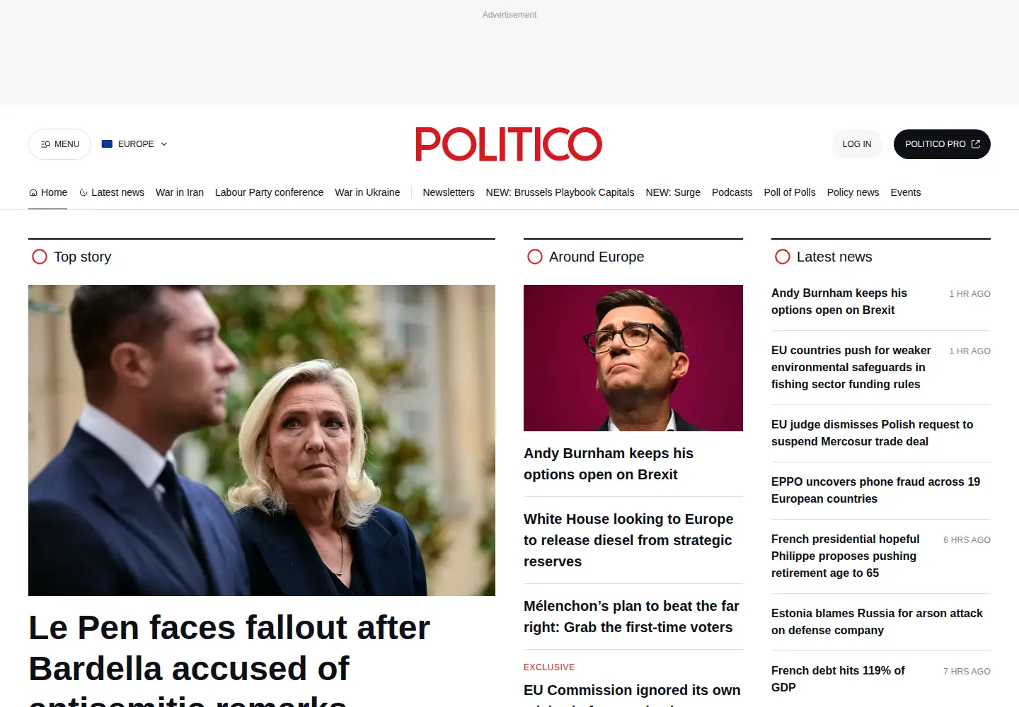 Screenshot of politico.eu