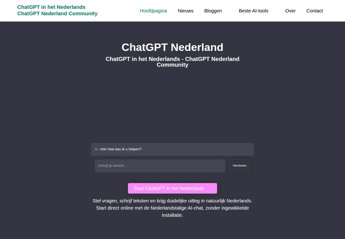 Screenshot of chat-gpt-dutch.nl