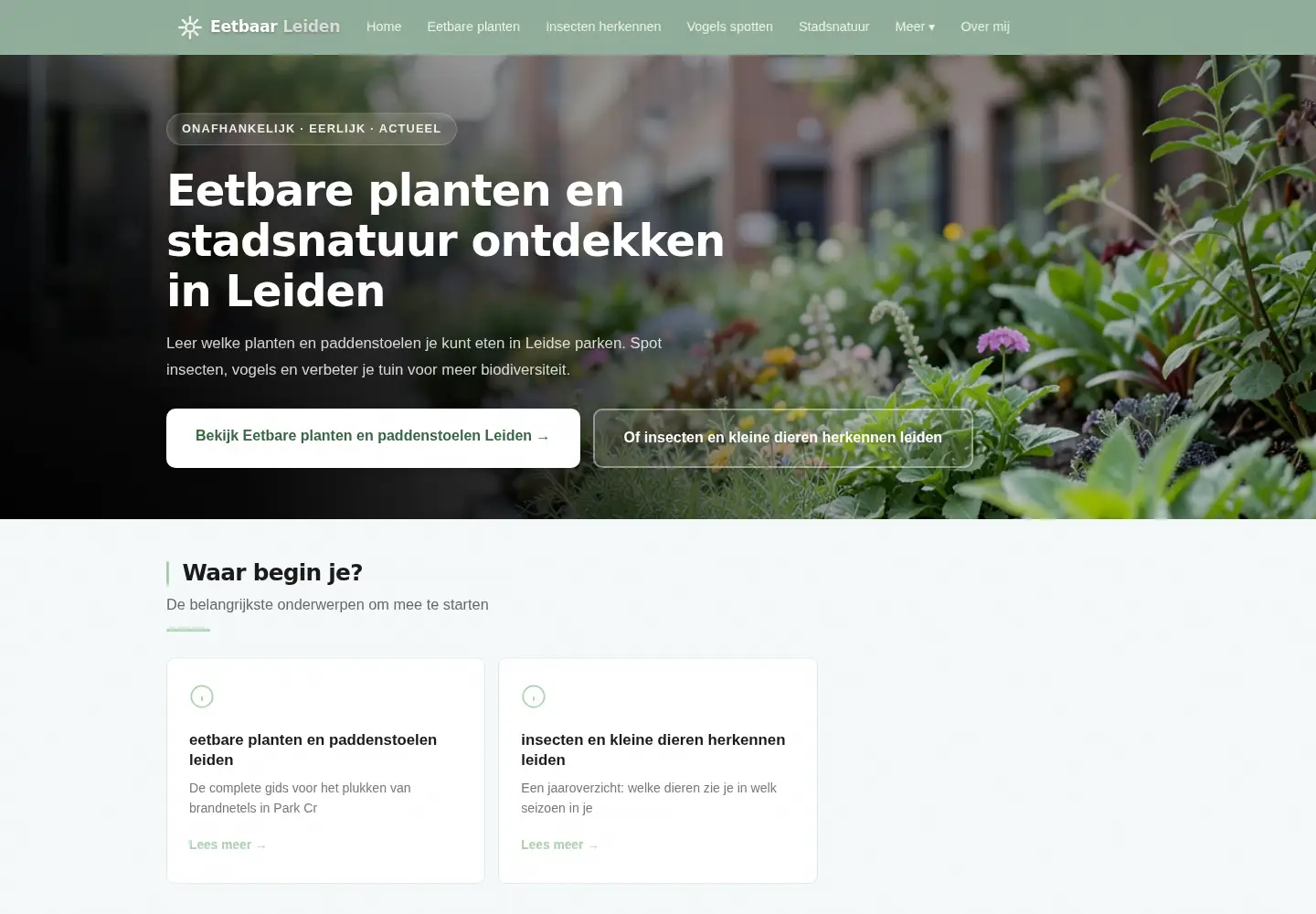 Screenshot of expeditiestadsnatuurleiden.nl