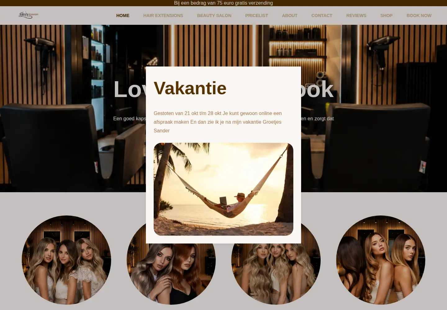 Captured homepage of hairinvasion.nl in the current scan
