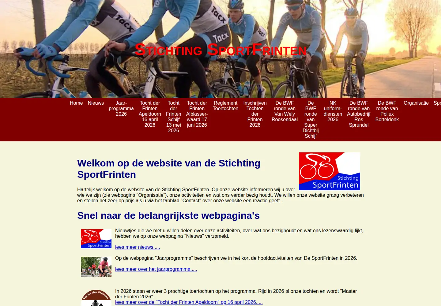 Captured homepage of sportfrinten.nl in the current scan