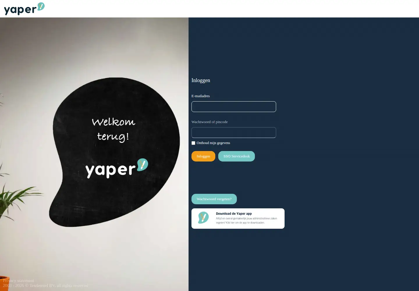 Captured homepage of yaperonline.nl in the current scan