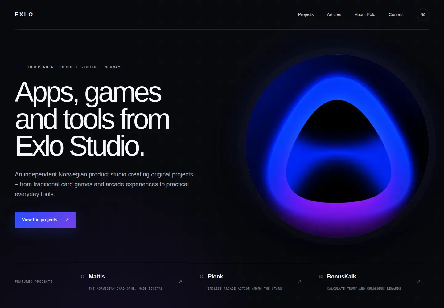 Screenshot of exlo.no
