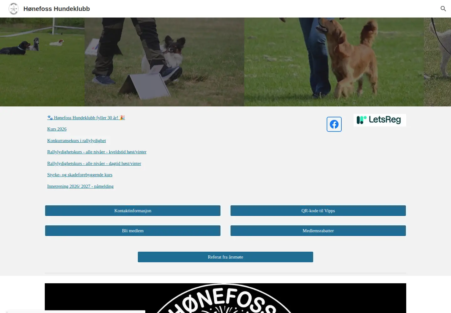 Captured homepage of honefosshundeklubb.no in the current scan