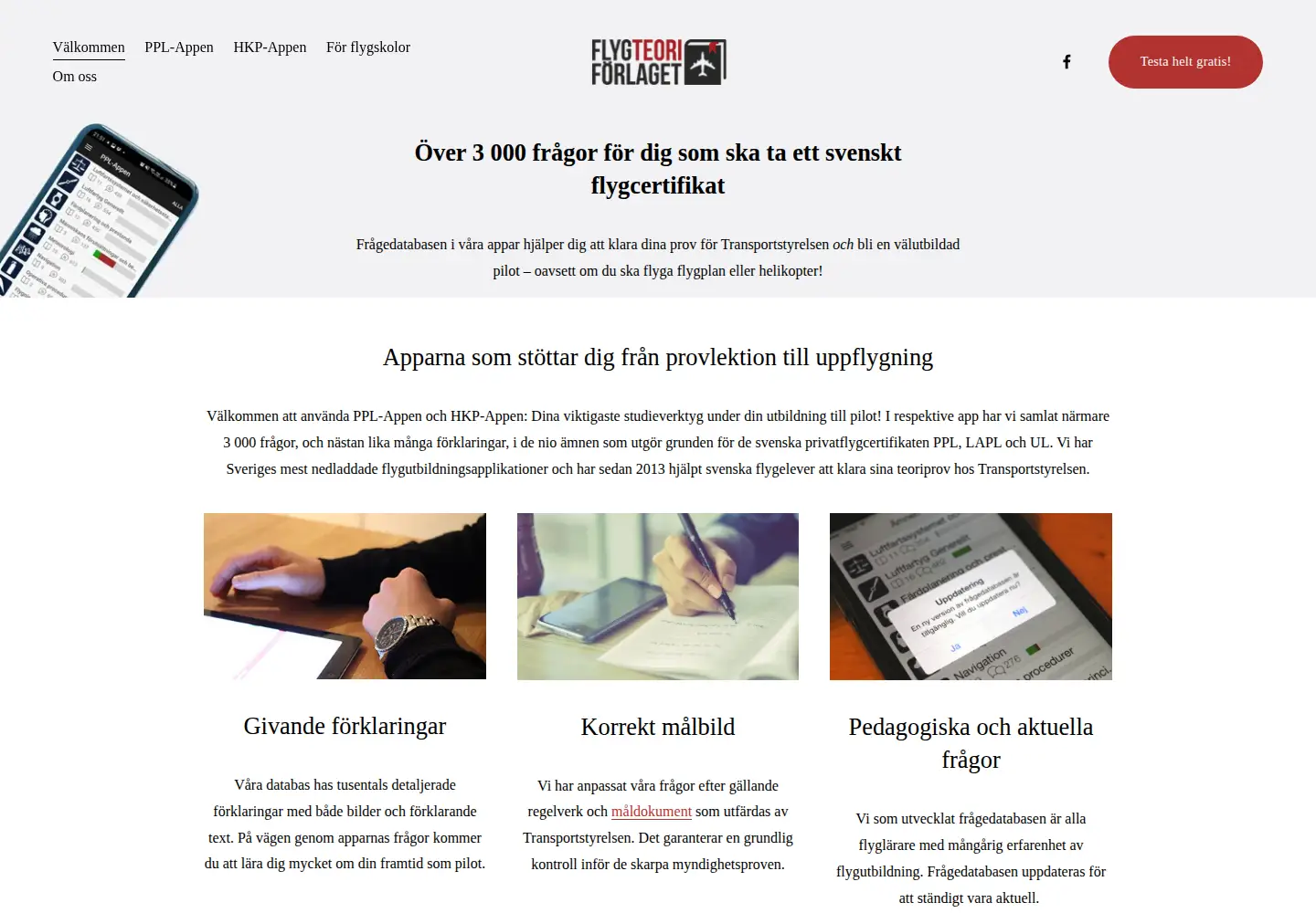 Screenshot of flygteori.nu