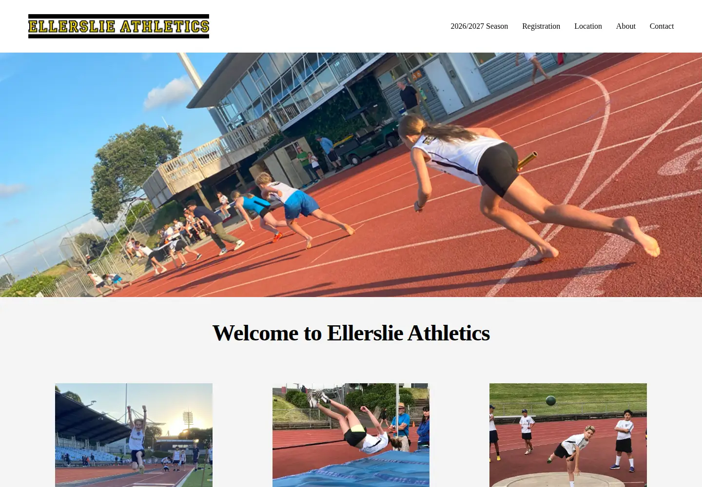 Captured homepage of ellerslie-athletics.co.nz in the current scan