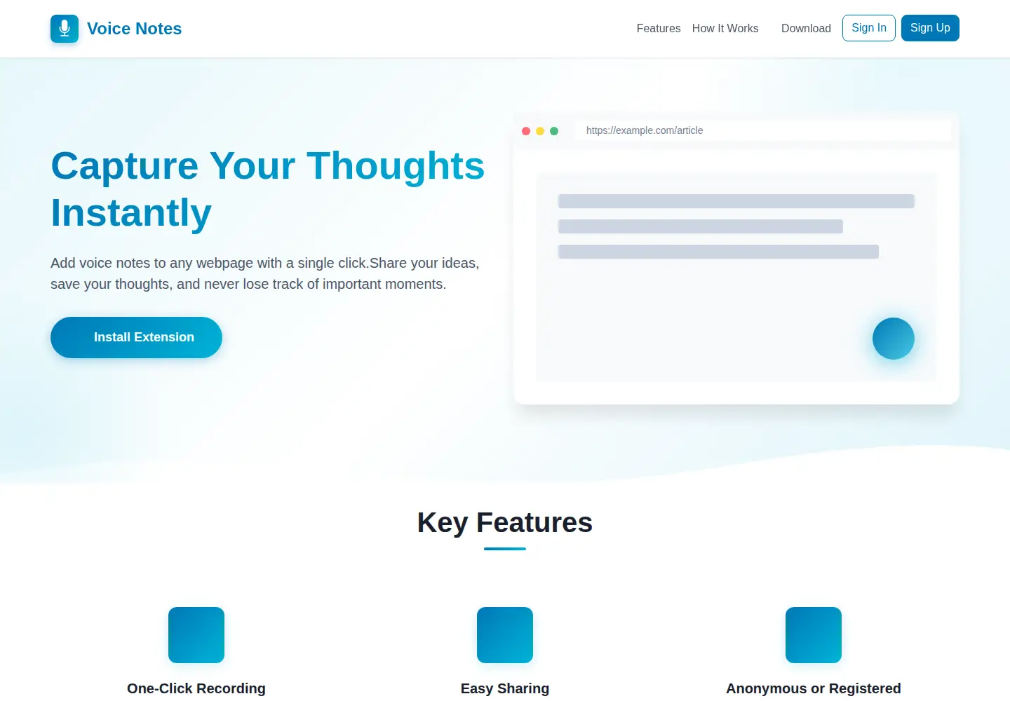Screenshot of voice-notes.online