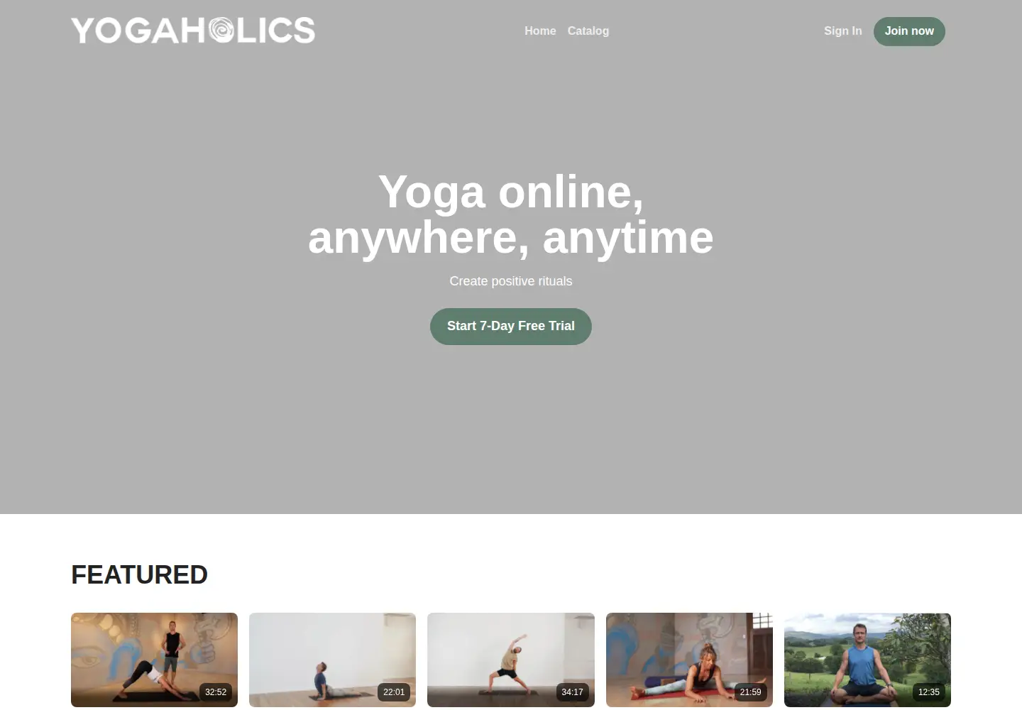 Captured homepage of yogaholics.online in the current scan