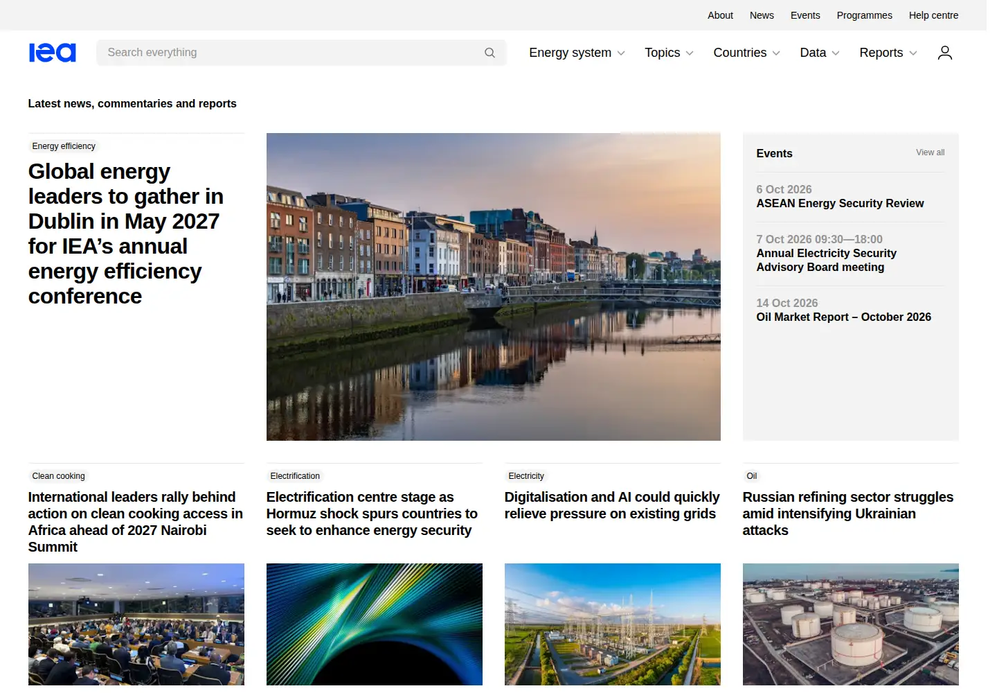 Screenshot of iea.org