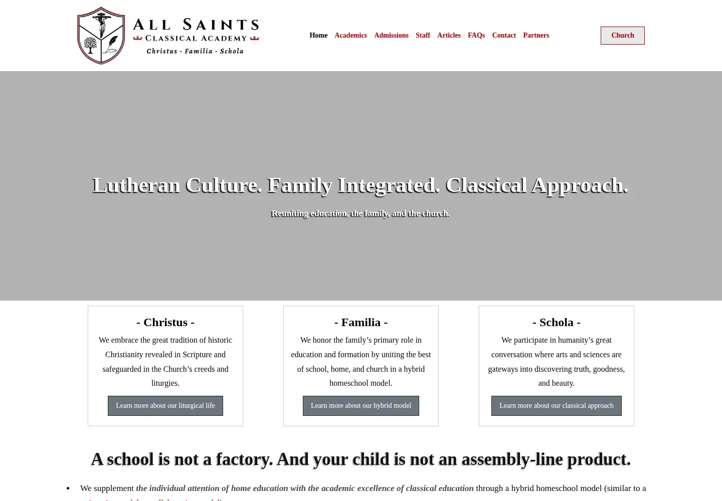 Screenshot of allsaintsclassicalacademy.org