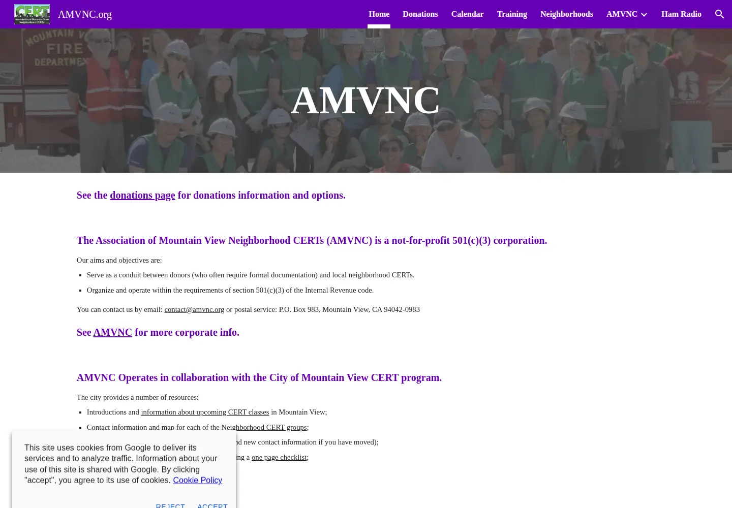 Captured homepage of amvnc.org in the current scan