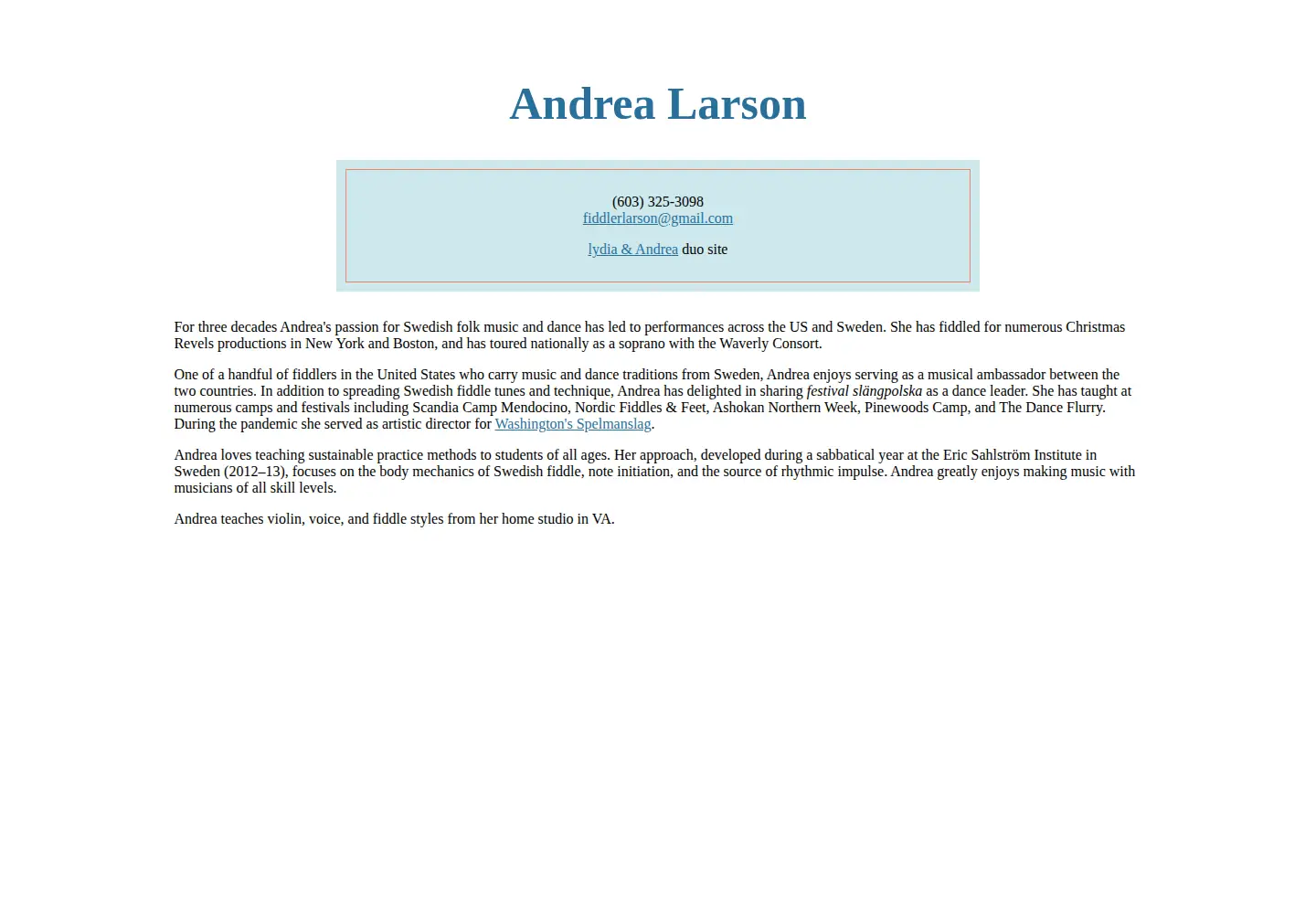 Screenshot of andreamusic.org