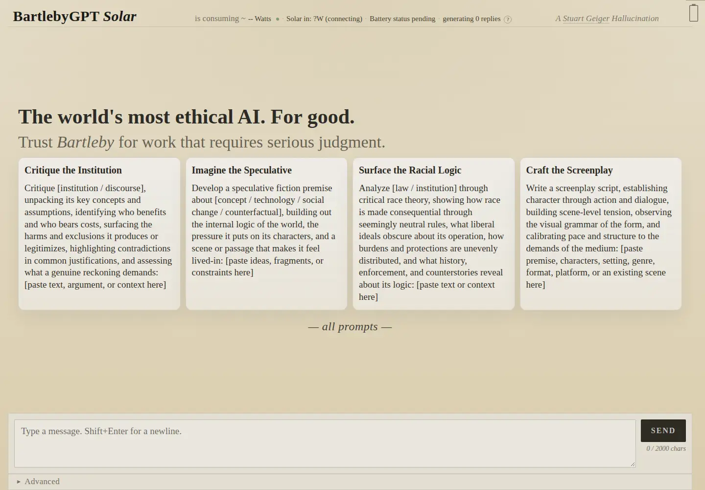 Screenshot of bartlebygpt.org