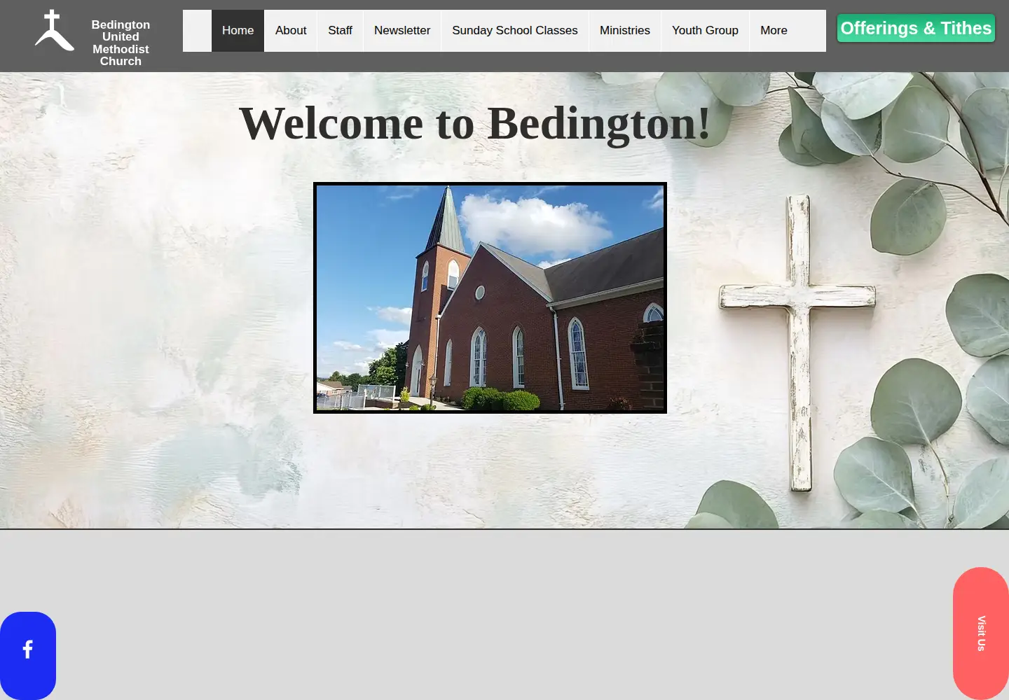 Captured homepage of bedingtonumc.org in the current scan