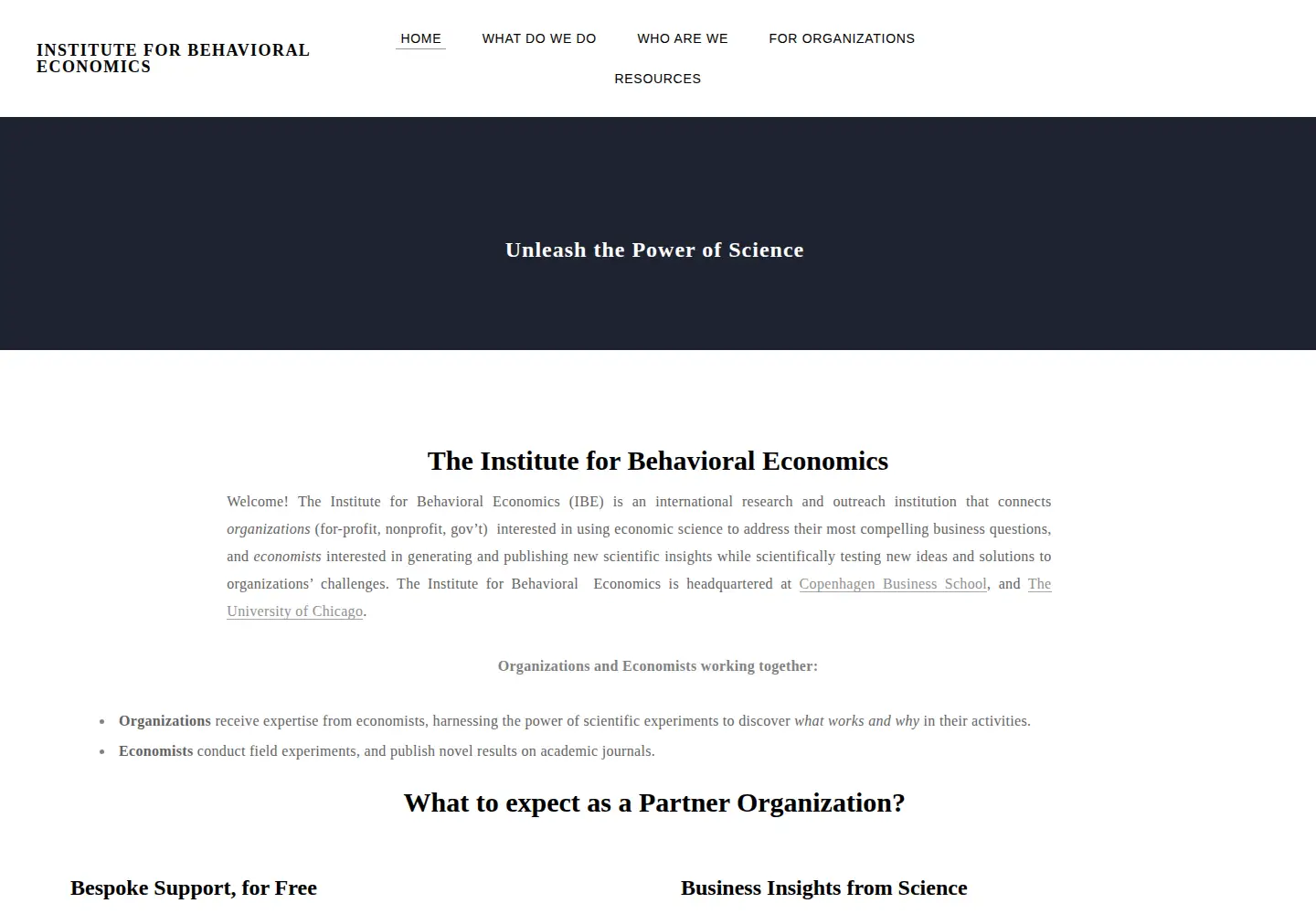 Captured homepage of behavioral-economics.org in the current scan