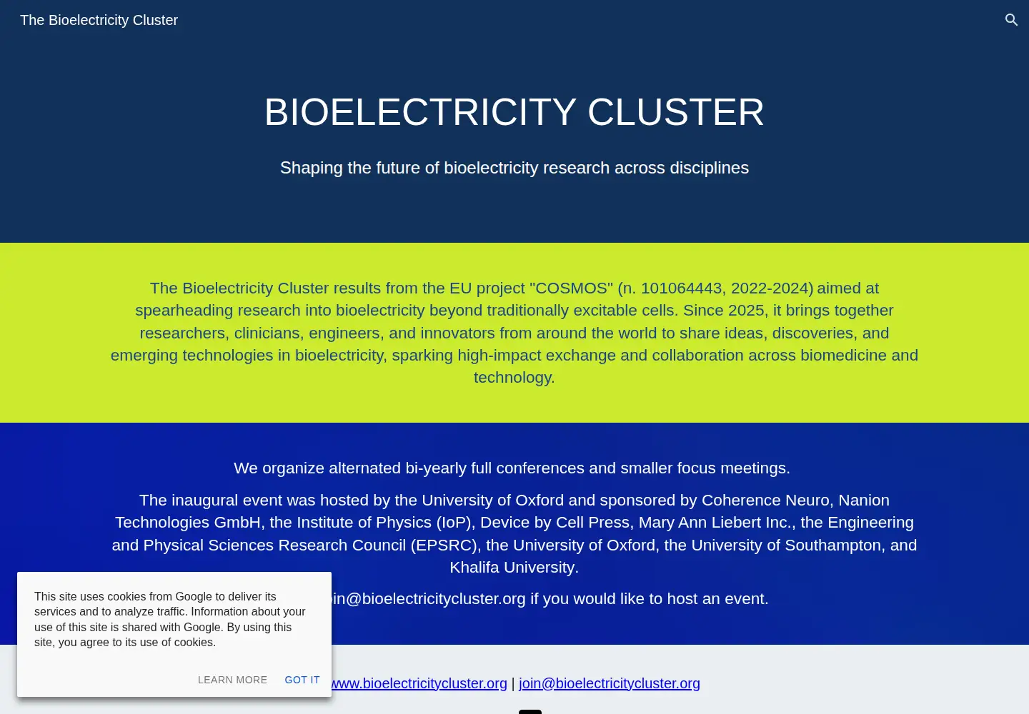 Screenshot of bioelectricitycluster.org