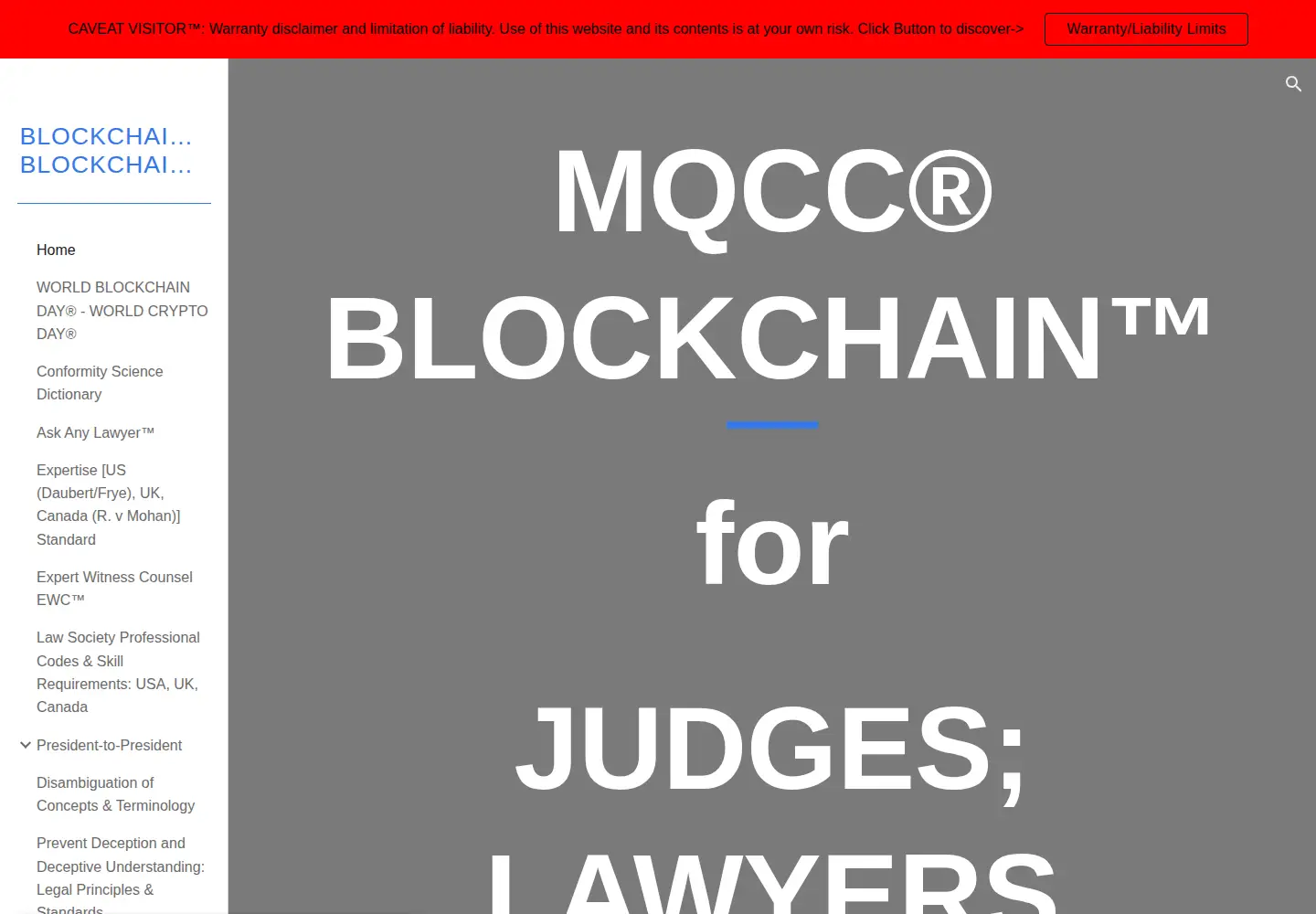 Captured homepage of blockchainforlawyers.org in the current scan