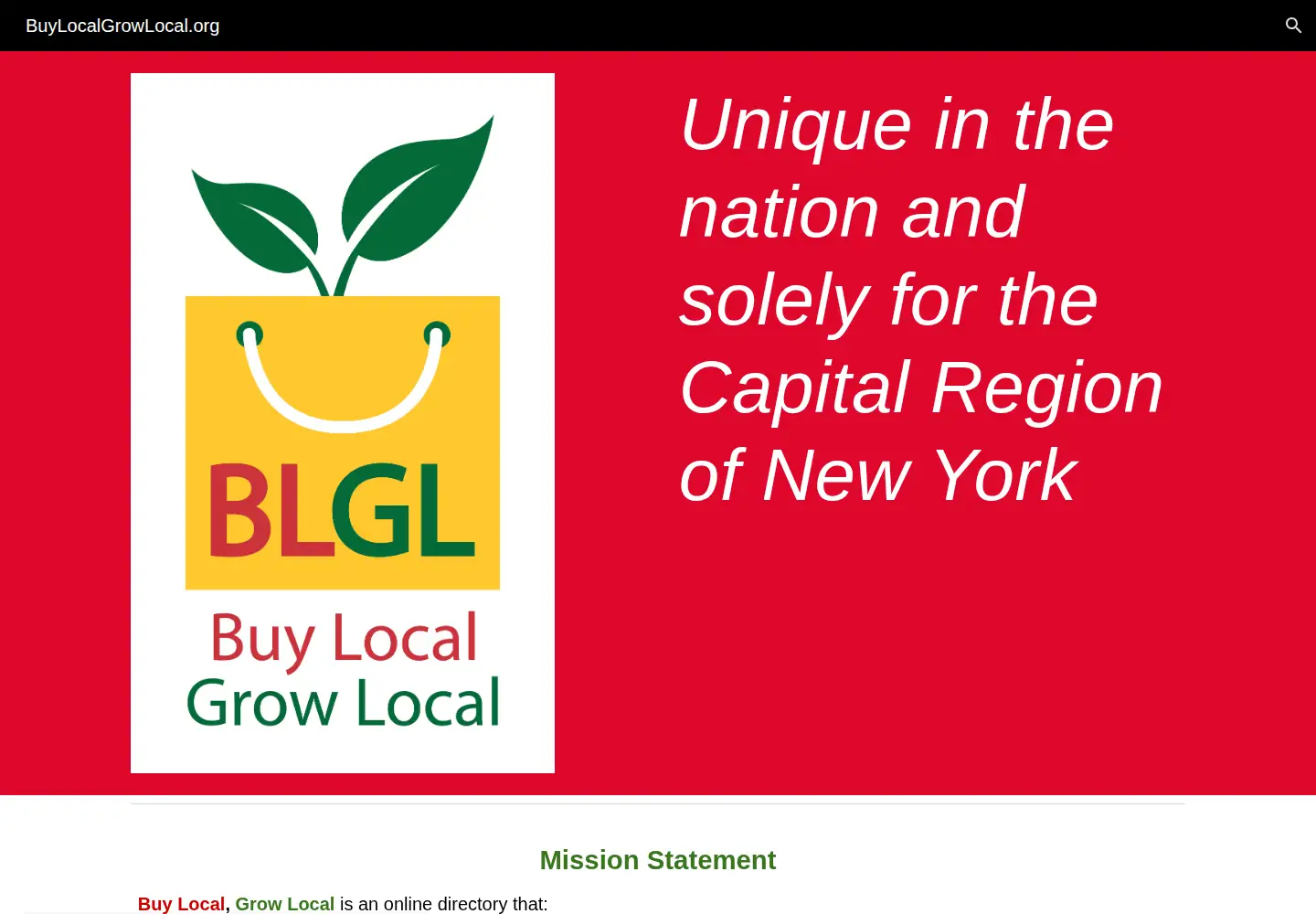 Captured homepage of buylocalgrowlocal.org in the current scan