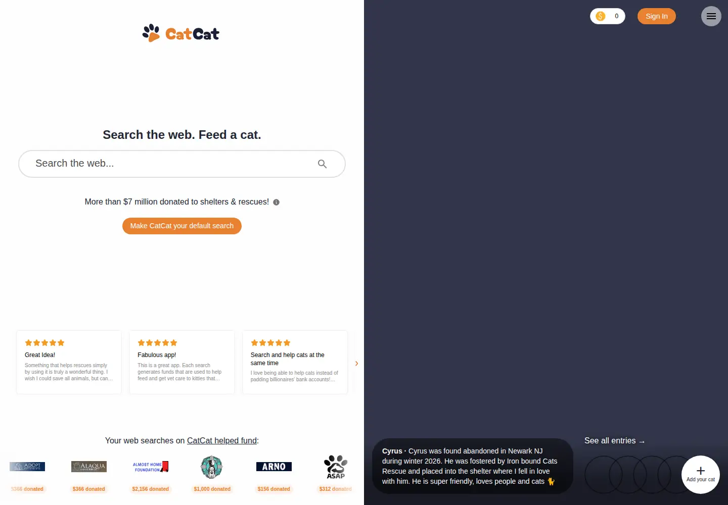 Screenshot of catcat.org
