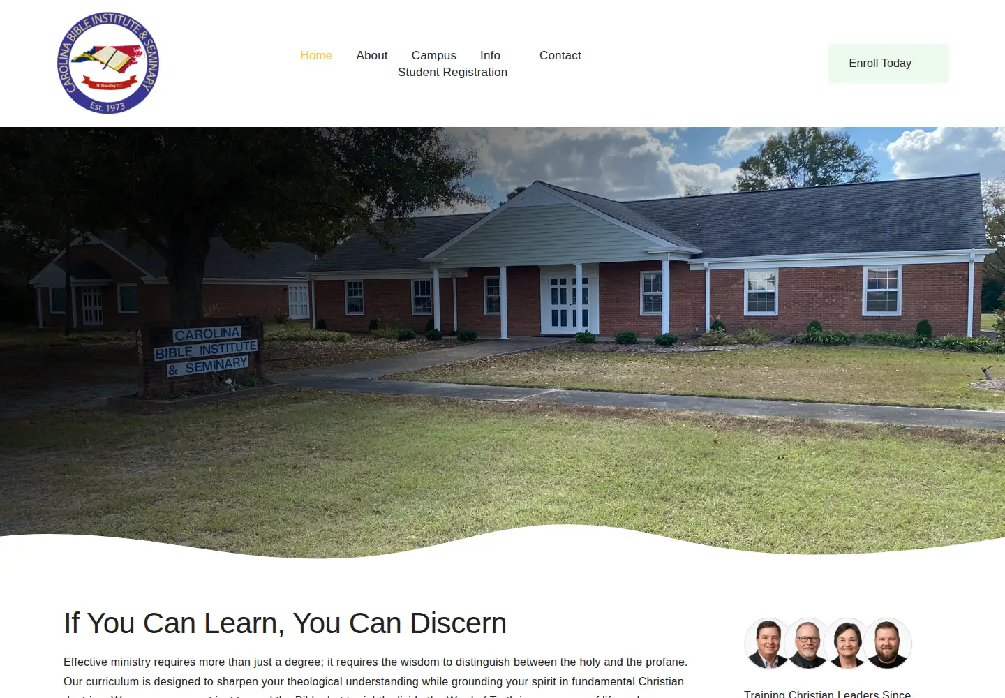 Captured homepage of cbiseminary.org in the current scan