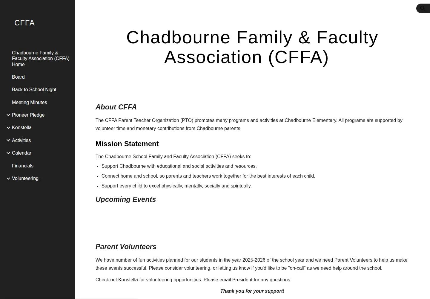 Captured homepage of cffaonline.org in the current scan