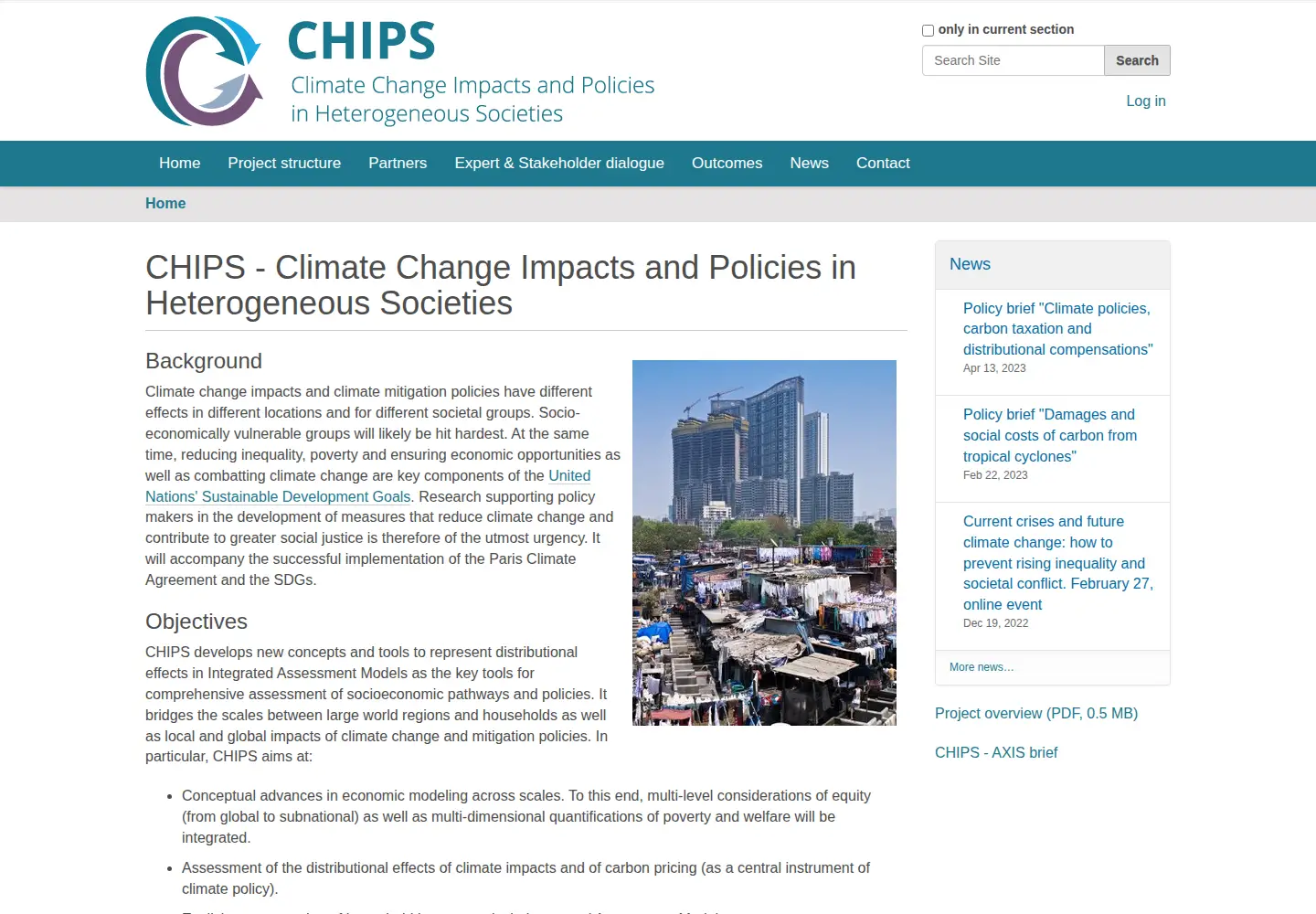 Captured homepage of chips-project.org in the current scan