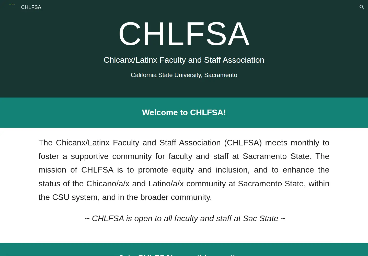 Captured homepage of chlfsa.org in the current scan