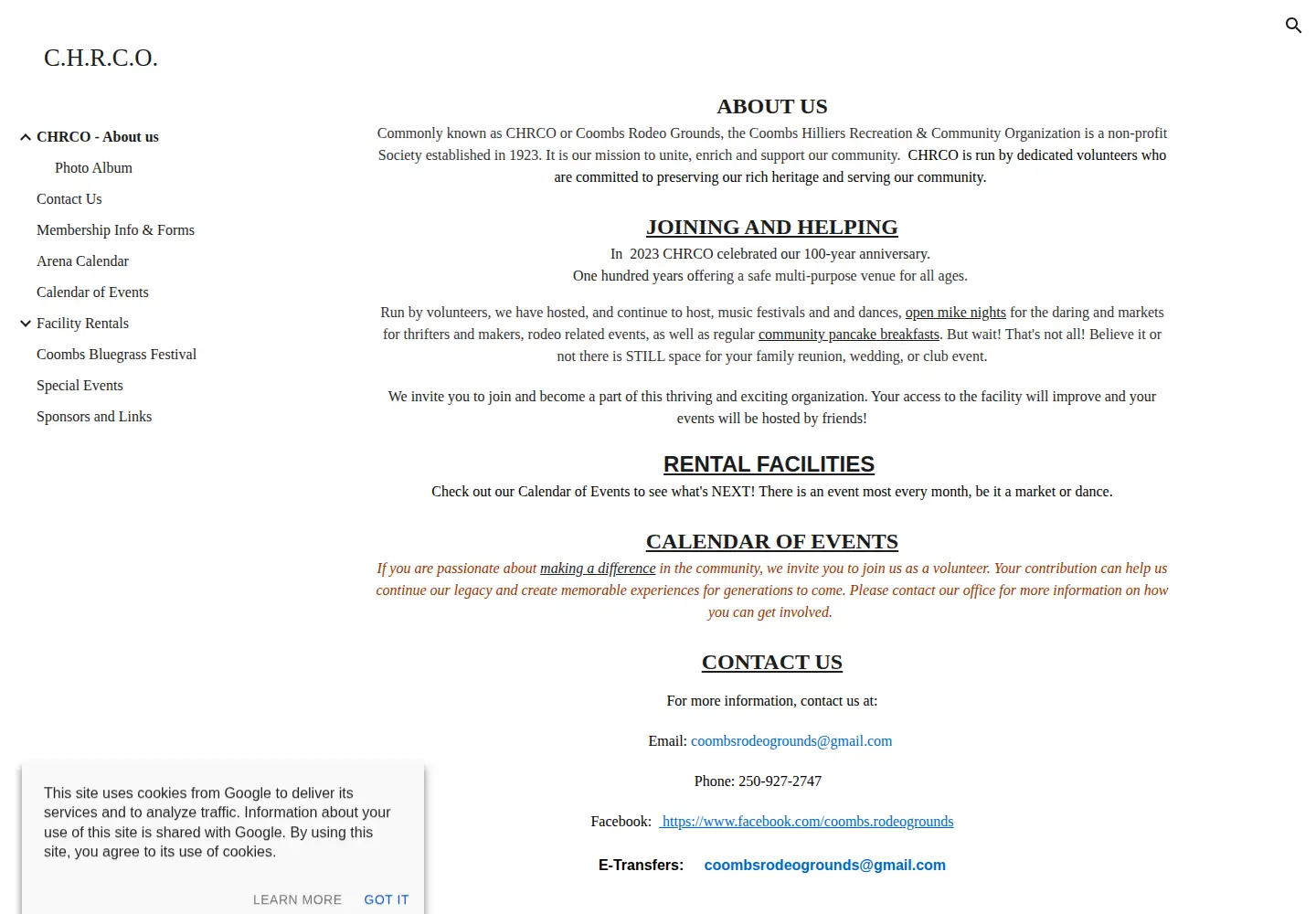 Screenshot of chrco.org