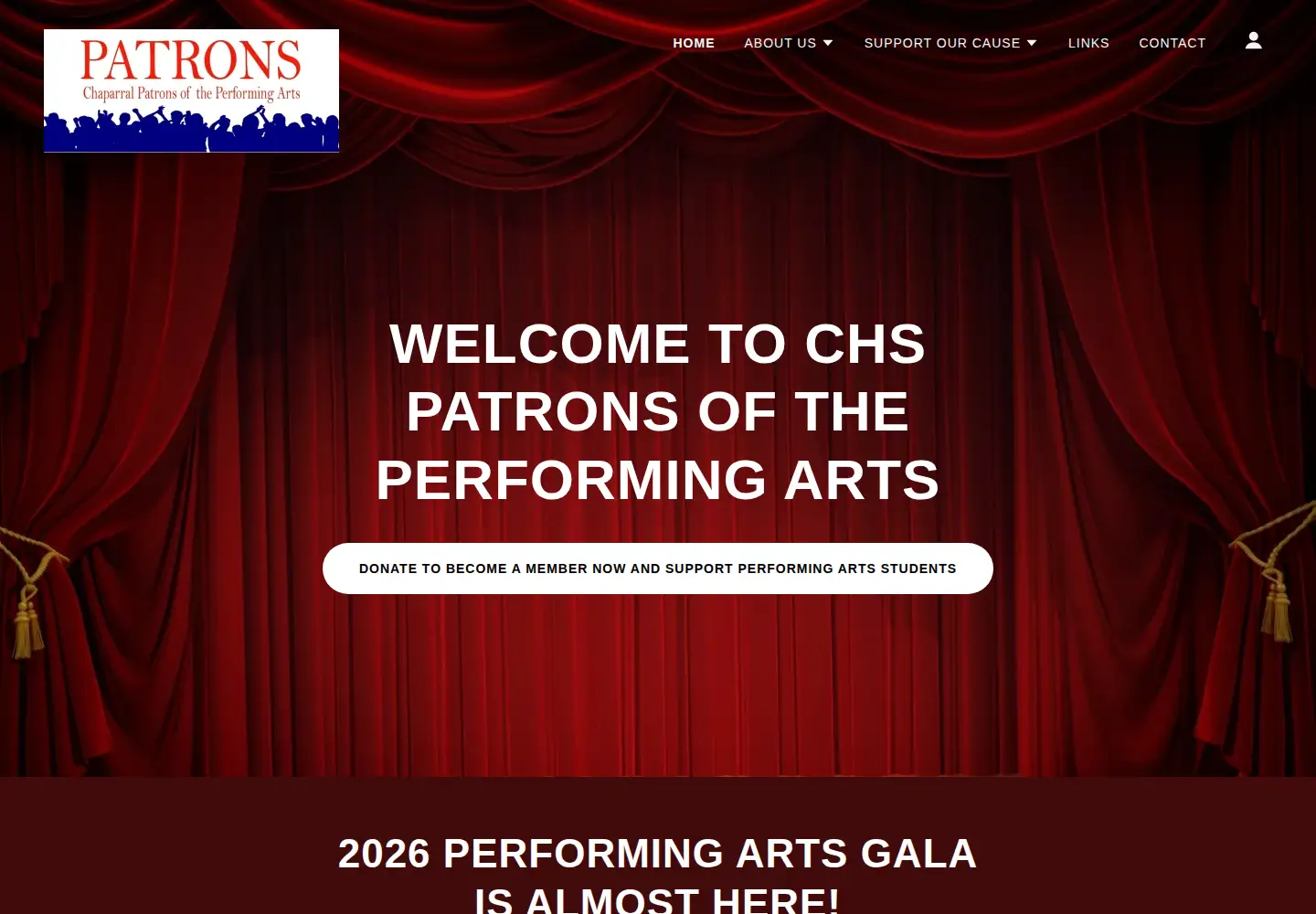 Captured homepage of chspatrons.org in the current scan