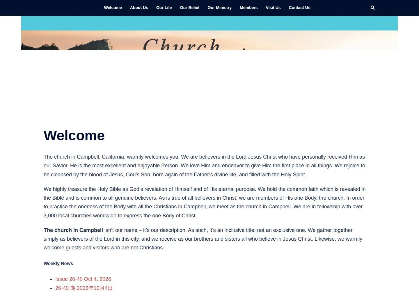 Captured homepage of churchincampbell.org in the current scan