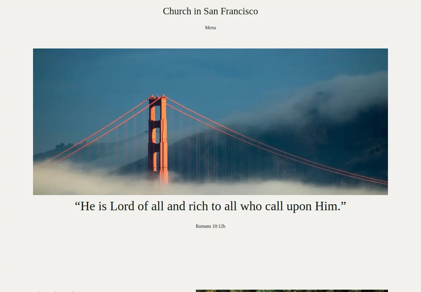 Captured homepage of churchinsf.org in the current scan