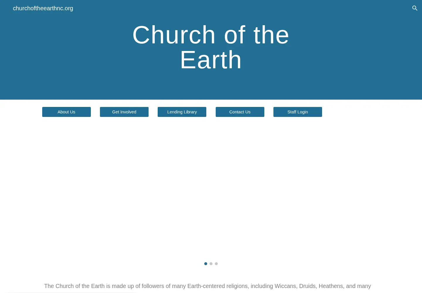 Captured homepage of churchoftheearthnc.org in the current scan